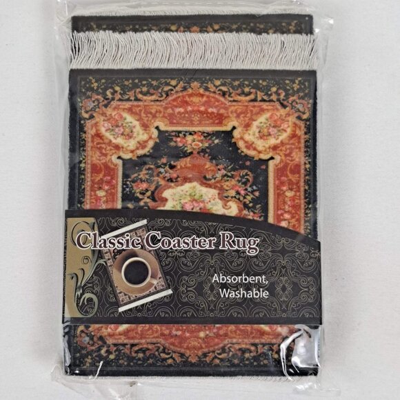 Arabic Rug Mouse Pad with Set of 4 Matching Coasters Navy Orange White NWT - Picture 8 of 10